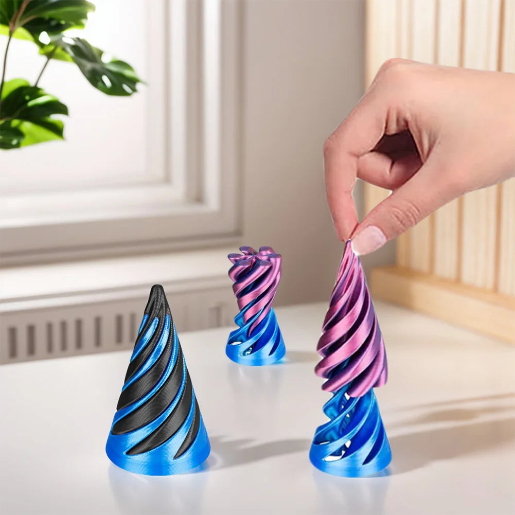 3D Printed Spiral Cone Toy Fidget Toy Impossible Pyramid Passthrough Sculpture Mini Vortex Thread Illusion for Kids and Adults