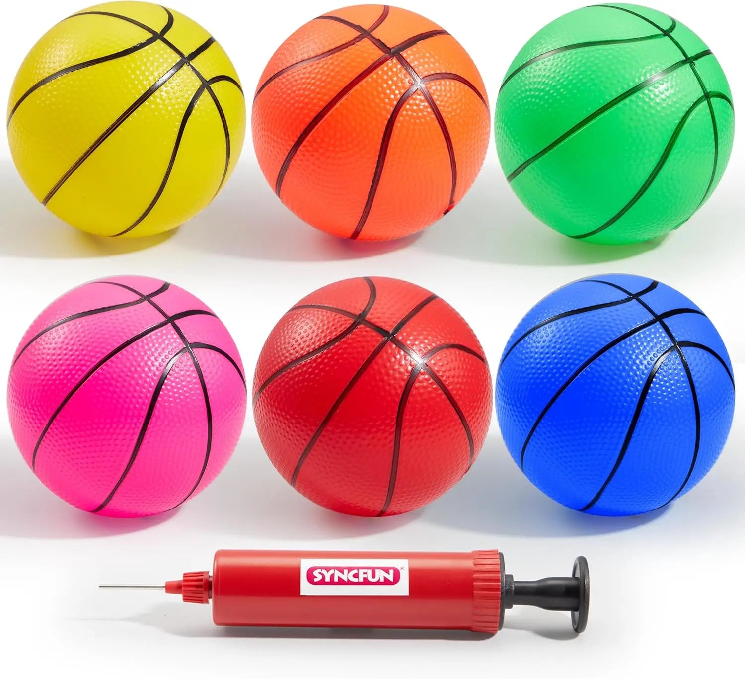 JOYFY 6 PCS Mini Basketballs 5 inches Colorful Small Ball for Basketball Hoop Inflatable Rubber Ball Toys for Toddlers Gift