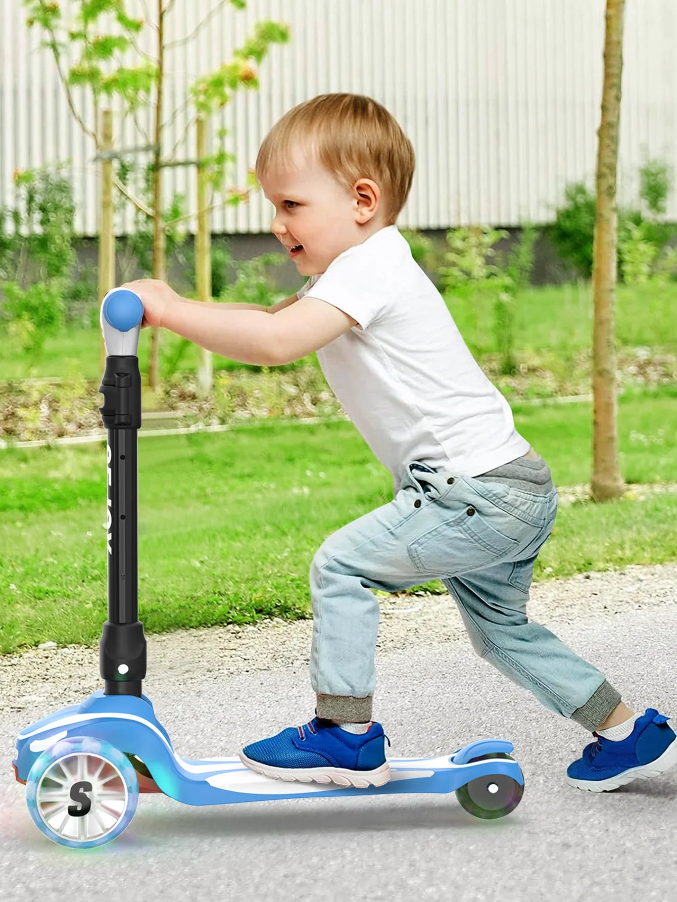 SEJOY Kick Scooter for Kids with 3 Light Up Wheels and Adjustable Height,Children's Foot Scooters,Baby Toys Gift