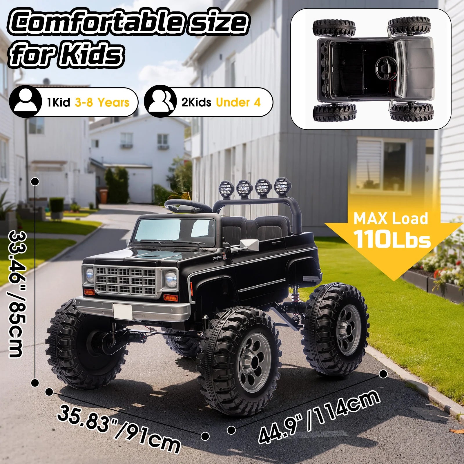 Electric Vehicle Truck for Grandson Christmas Gifts,24V Ride on Toy for Kids, Battery Powered Kids Electric Car w/ Suspension