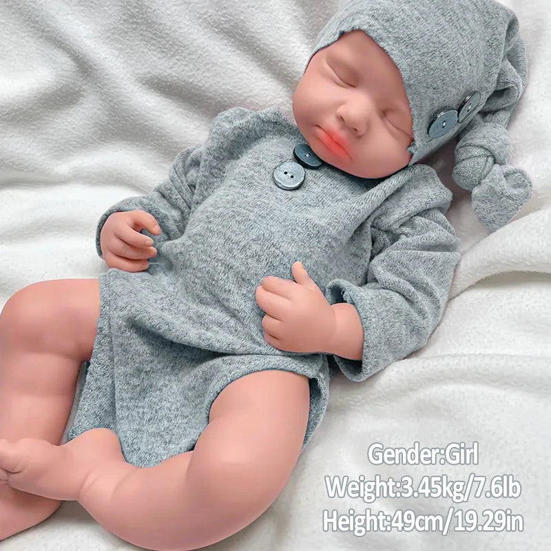 Soft touch 18.9 inch solid silicone baby girl 3.2kg real weight professional grade newborn all details restored