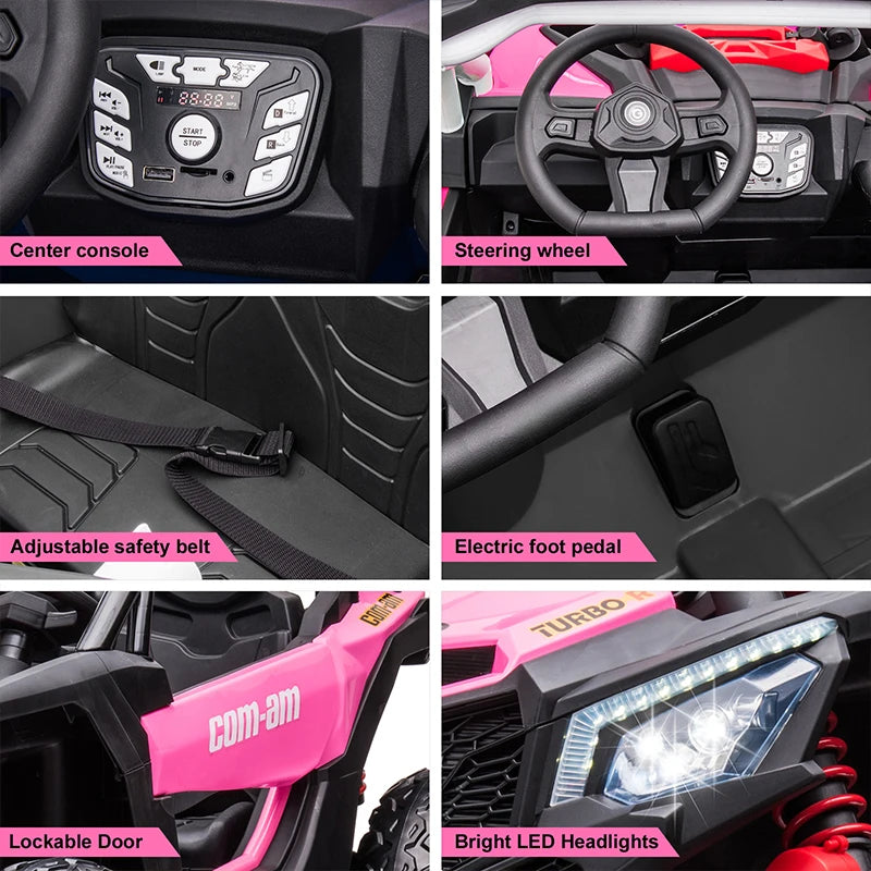 24V Kids Ride On Toy Car 7A Electric Vehicle UTV Car Toys for Ages 3-8 Kids Gifts with Parents Remote Control Speed Adjustable