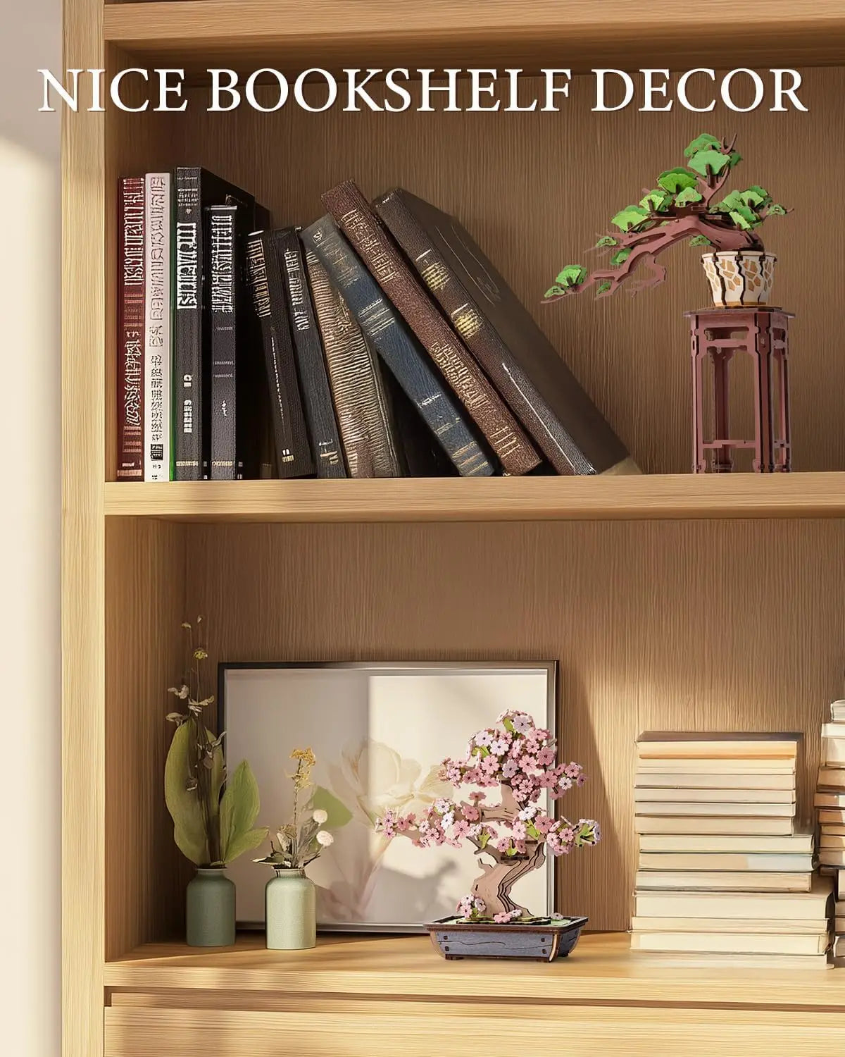 Robotime Rolife 3D Wooden Sakura Bonsai Puzzle Easy Assembly Evergreen Pine Bonsai Kit Christmas Gift for Family Home Decoration