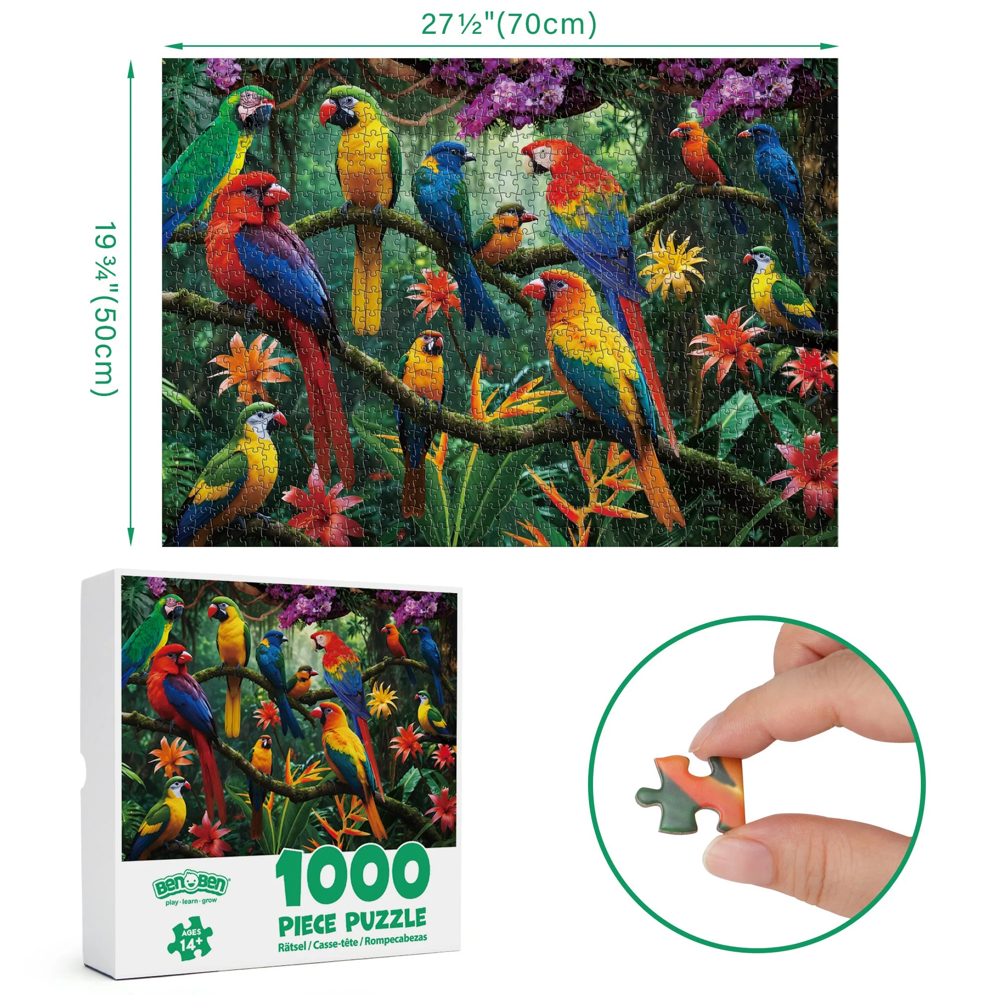 Parrots in the Jungle 1000 Piece Jigsaw Puzzle For Adults Women Men Birthday Christmas Gifts For Thanksgiving Home Decoration