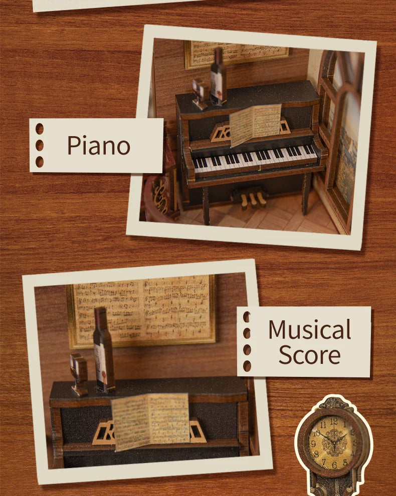 CUTEBEE Wooden Dollhouse Kit Miniature Doll House Kits Booknook Bookshelf Book Nook with Dust Cover Bookends Christmas Gift