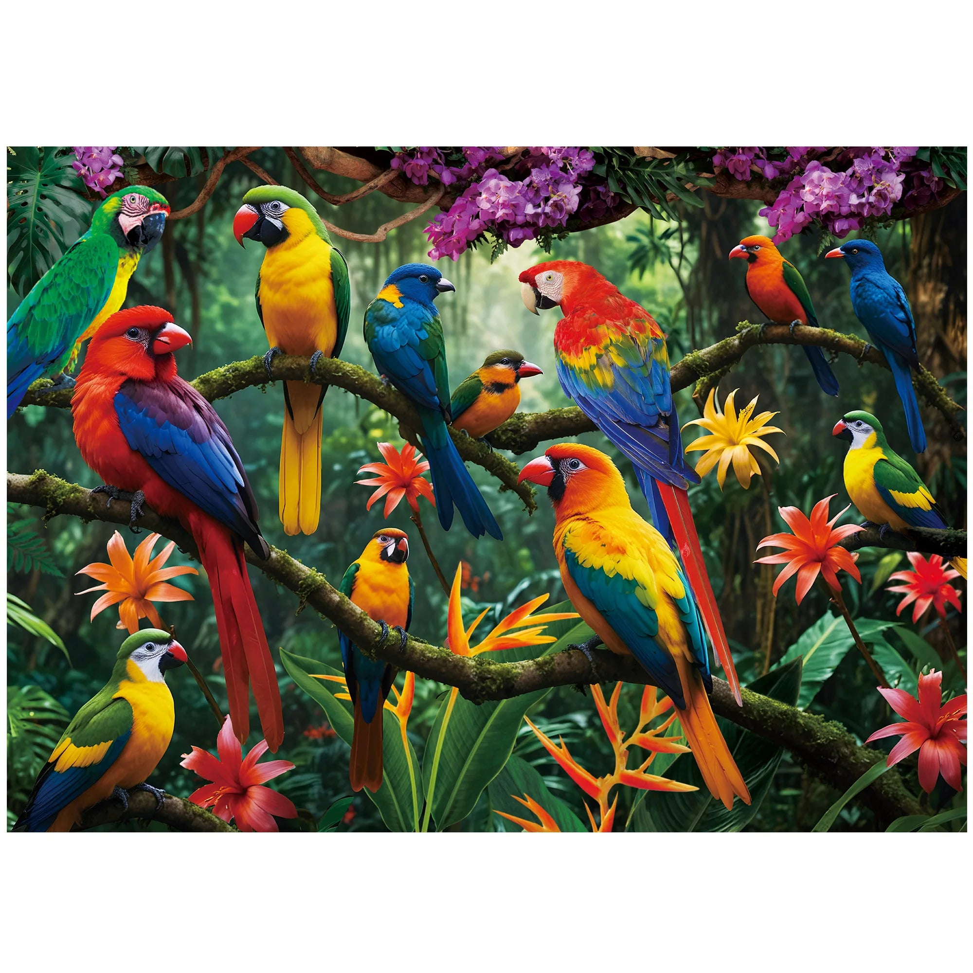 Parrots in the Jungle 1000 Piece Jigsaw Puzzle For Adults Women Men Birthday Christmas Gifts For Thanksgiving Home Decoration
