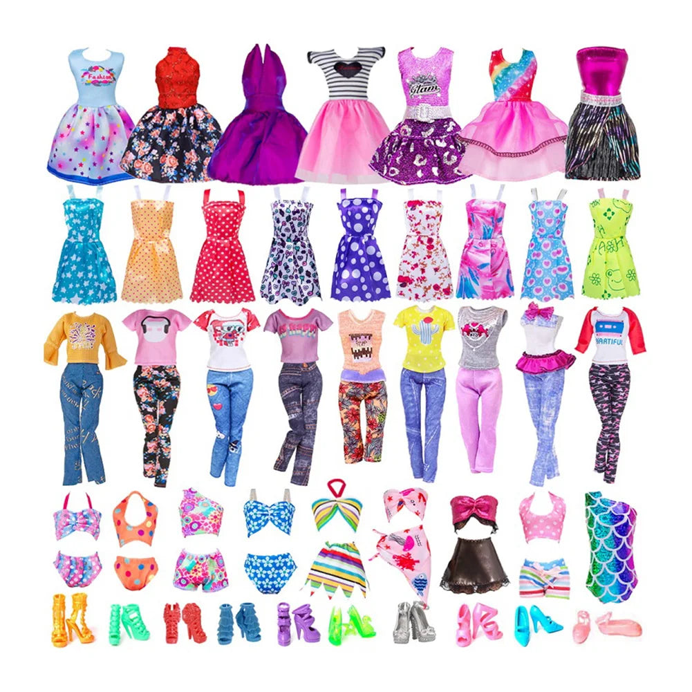 32pcs Doll Clothes Set Polyester Doll Fashion Clothes Props Fairy Collection Clothes Random Style for Girls Gift Accessories