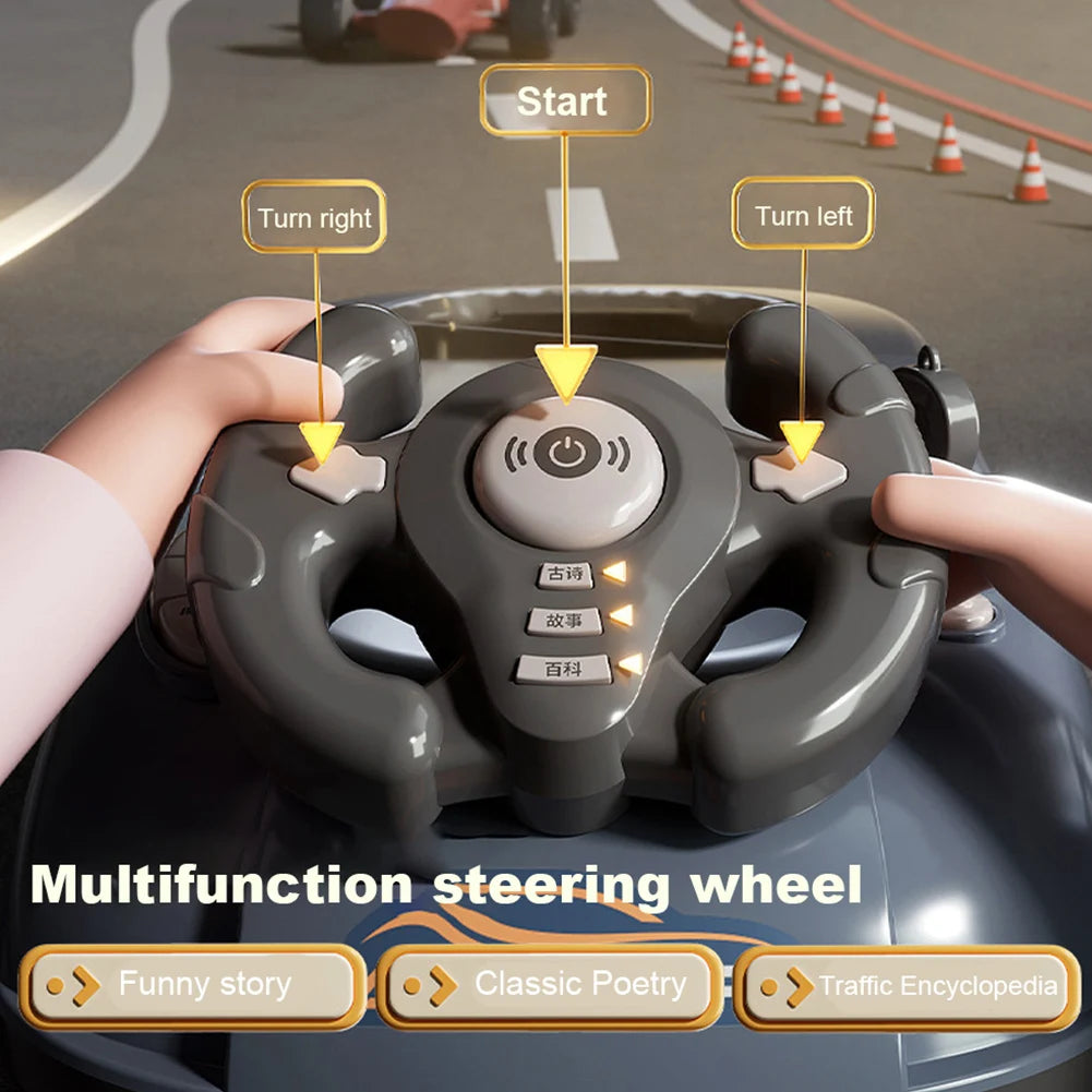 Driving Simulator with Music & Vehicle Sound Effects Interactive Simulation Driving Steering Wheel Toy Car Racing Adventure Game