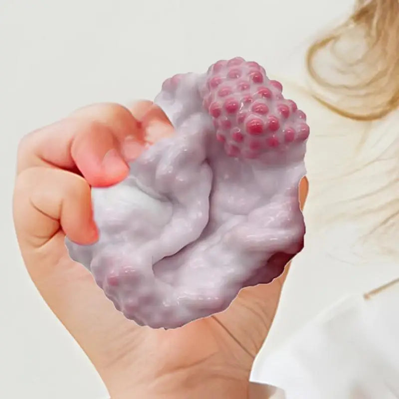 Shapeable Grape Stressball Noisy Silicone Squeeze Ball With Small Beads Shapeable Squish Toy Multifunctional Fidget Supplies