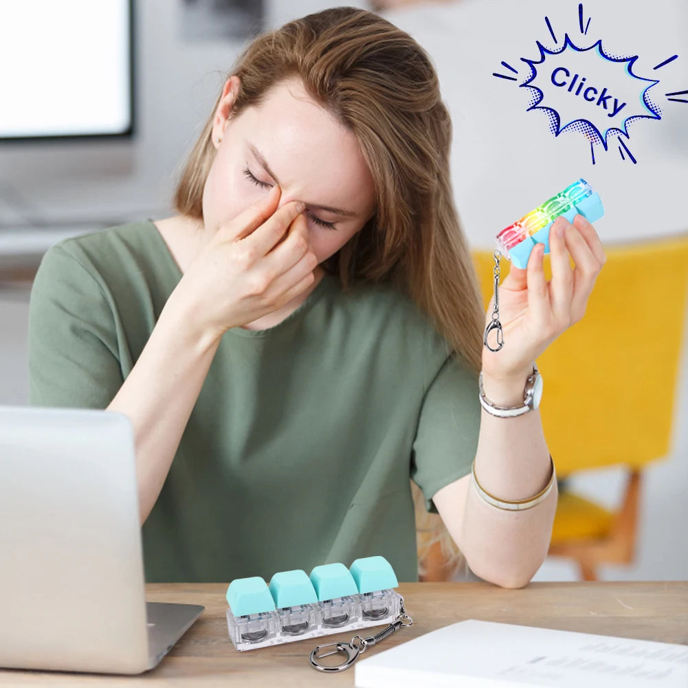 Keyboard Decompression  4 Keys Keyboard Clicker  with LED Light Keyboard Fidget  Mechanical Key  for Adult and Kids