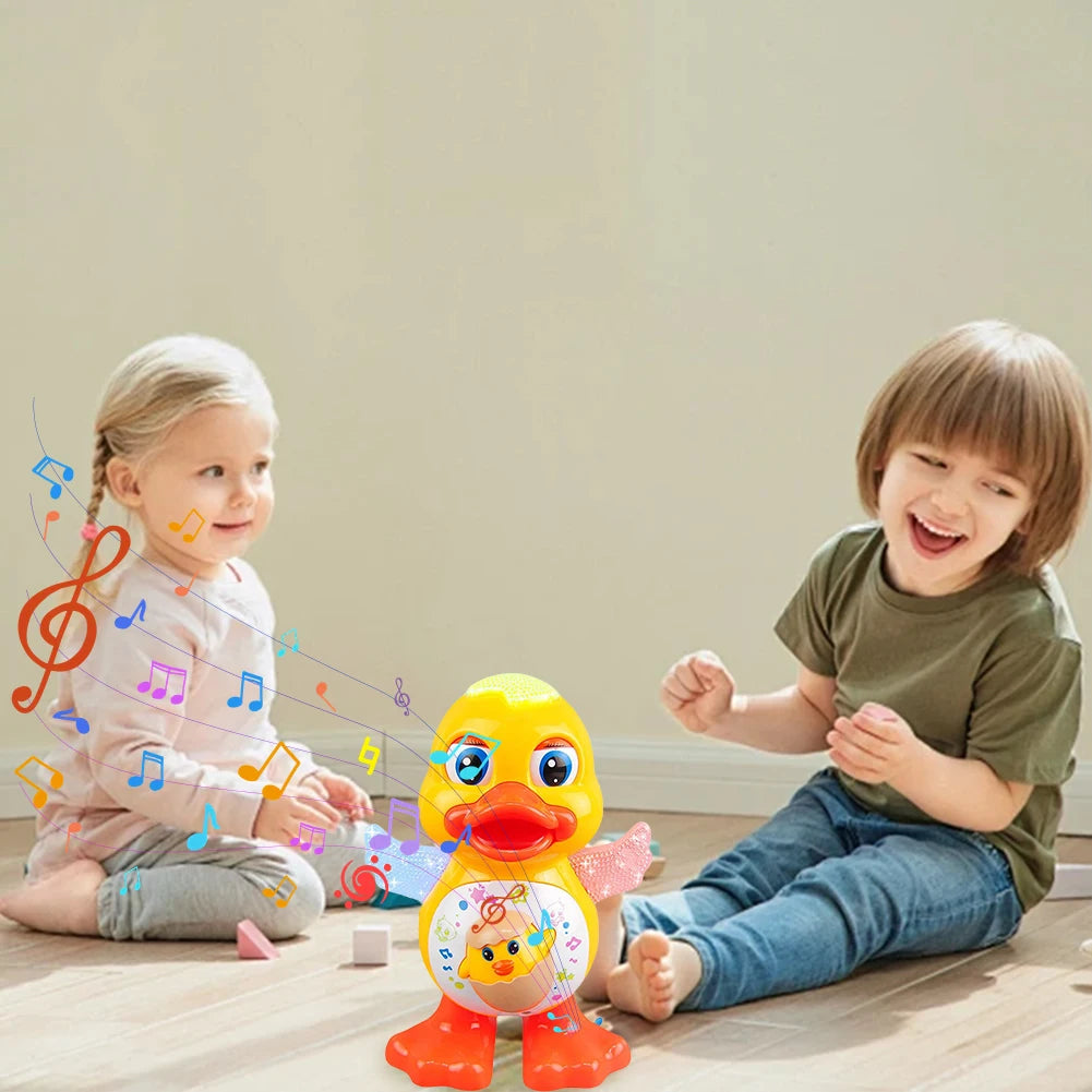 Electric Dancing Duck with Music & Lights Baby Musical Duck Toy Interactive Baby Duck Toy for 1 + Year Old Toddler Boys Girls