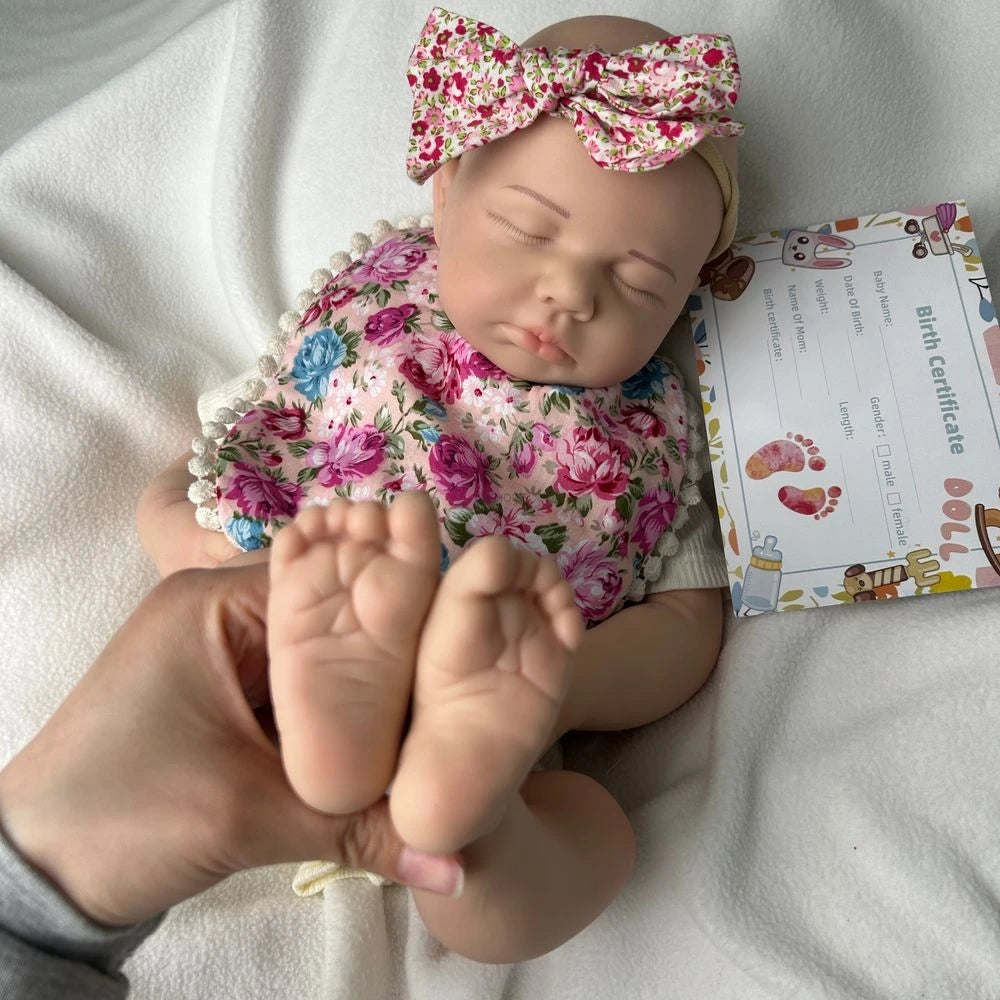 20Inch Handamde Full Body Soft Silicone Reborn Baby Girl Loulou Lifelike Details Doll Gift for Dementia Patients Kids Toy