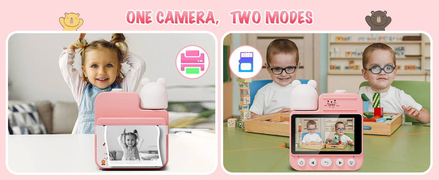 Gofunly 3.0'' Kids Instant Camera with 32G Card & 3 Print Paper, 1080P HD Kids Camera Instant Print for 6-12 Years