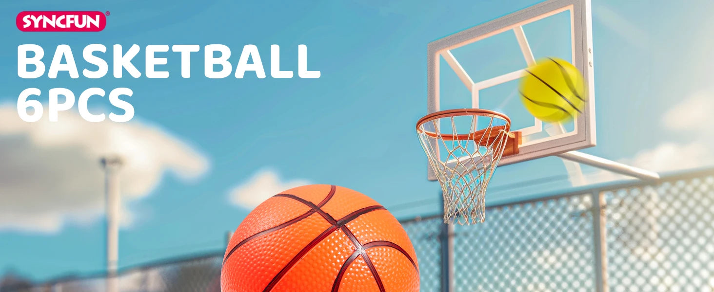 JOYFY 6 PCS Mini Basketballs 5 inches Colorful Small Ball for Basketball Hoop Inflatable Rubber Ball Toys for Toddlers Gift