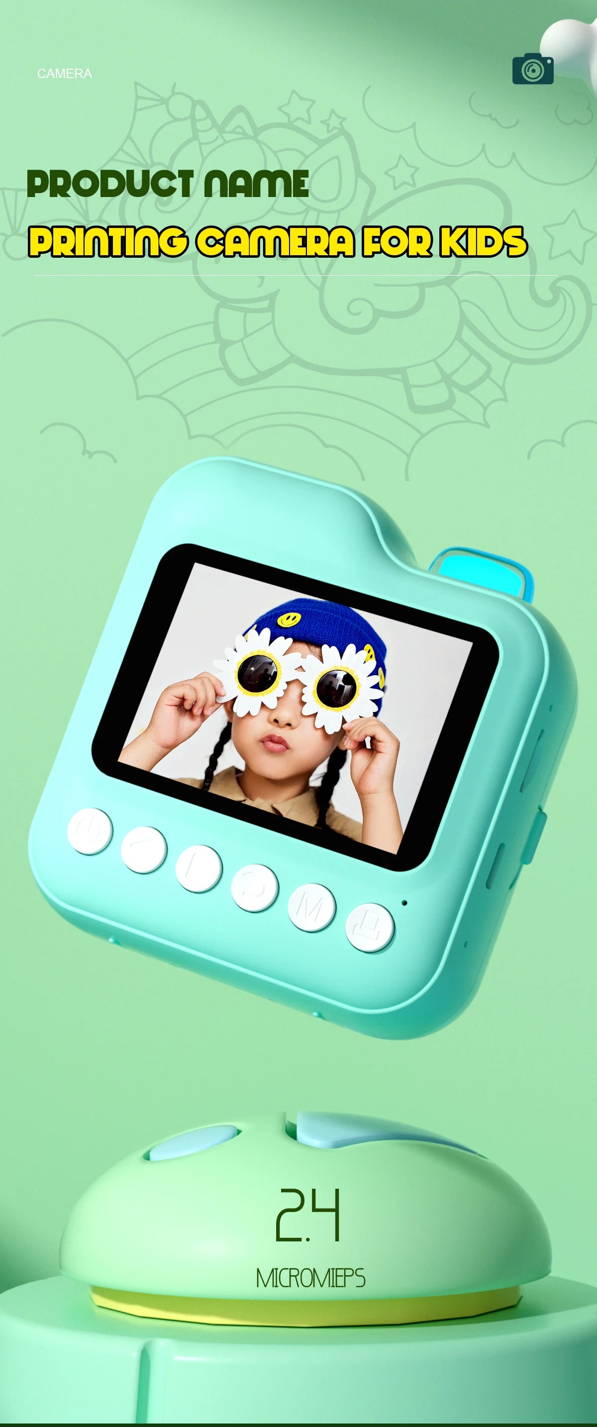 Children Camera Mini Instant Print Digital Camera 32G TF Card Inkless Printing Paper Kids Video Educational Toys For Kids Gift