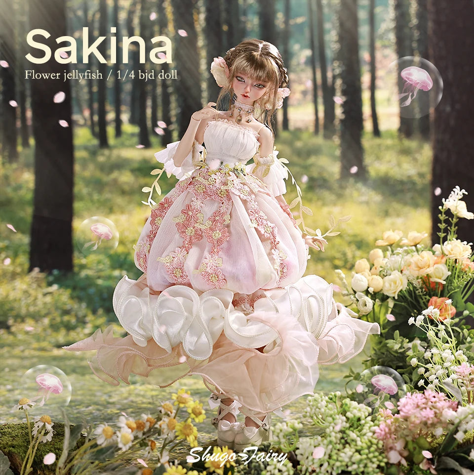 Sakina Bjd Doll 1/4 Bariy Flower Jellyfish Fantasy Toys Resin Ball Jointed Dolls Fullset Art Collection Shugafairy Gift for Girl