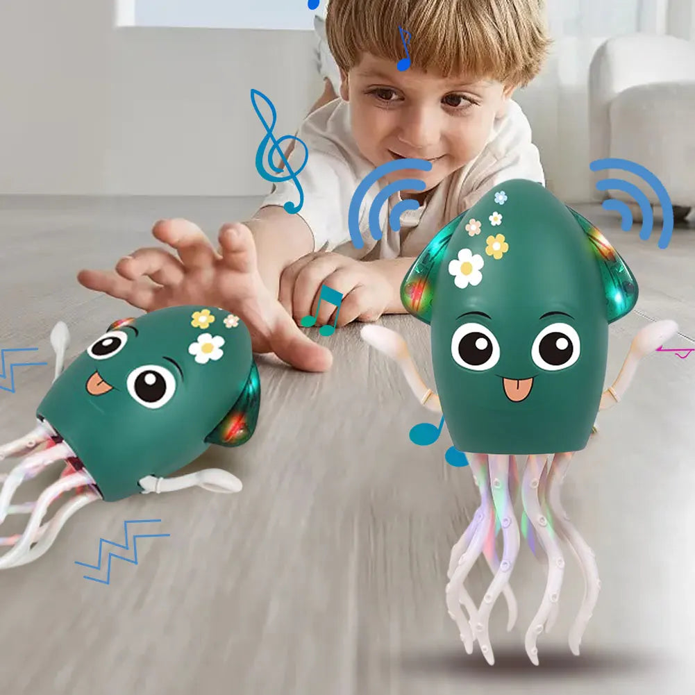 Dancing Funny Octopus Toy Smart Obstacle Avoidance Interactive Moving Toys Electronic Light Up Music Toys for Office Desk Decor