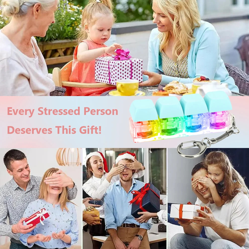 Keyboard Decompression  4 Keys Keyboard Clicker  with LED Light Keyboard Fidget  Mechanical Key  for Adult and Kids