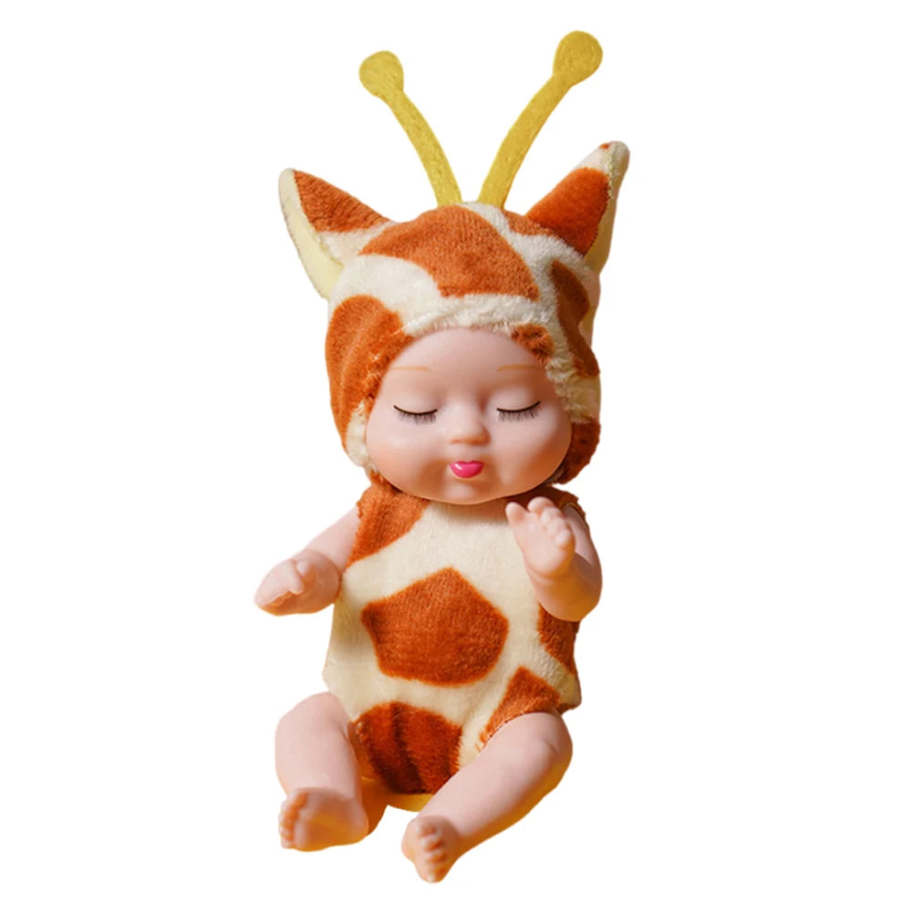 1/6 Pcs 11cm Mini Reborn Baby Doll Simulation Rebirth Dolls Toy with Animal Clothes Sleep Series Reborn Baby Doll Movable Joints