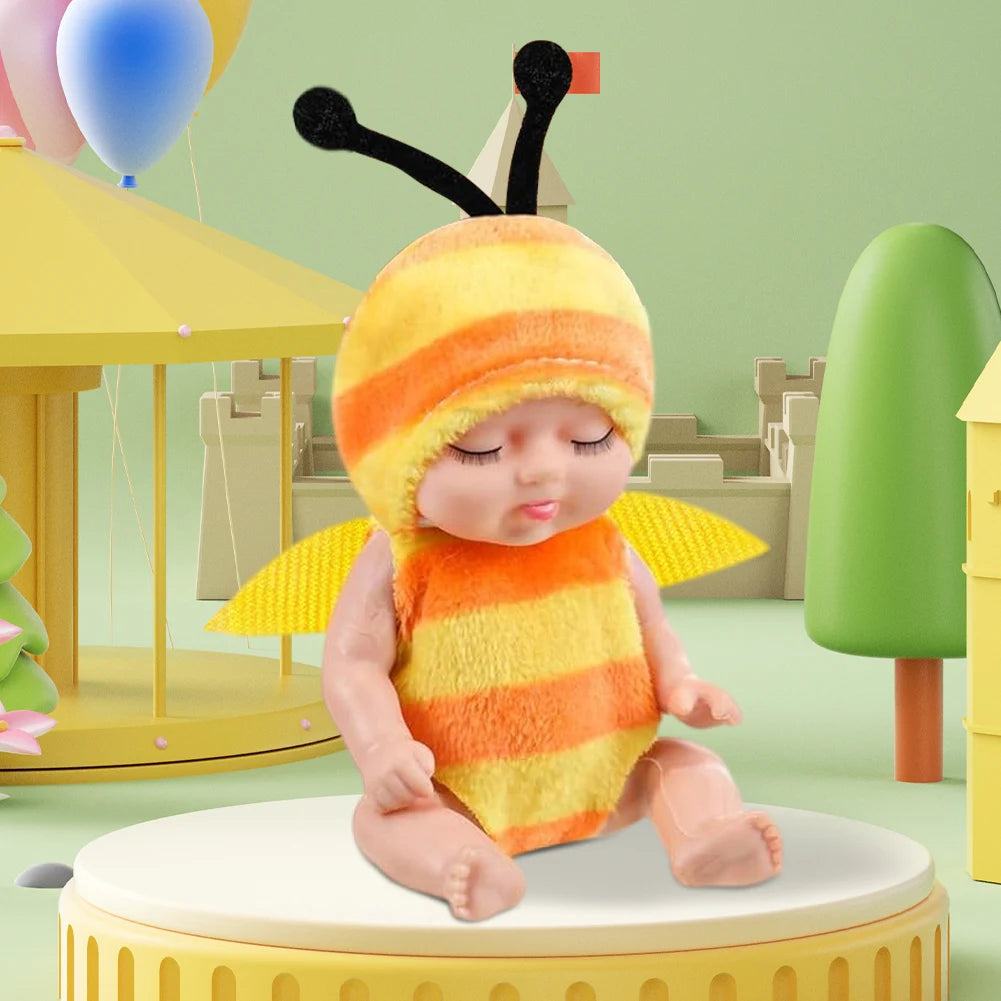 1/6 Pcs 11cm Mini Reborn Baby Doll Simulation Rebirth Dolls Toy with Animal Clothes Sleep Series Reborn Baby Doll Movable Joints