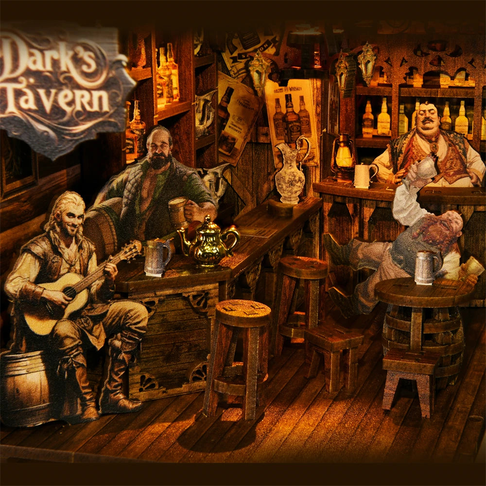 Book Nook Kit Sean's Bar DIY Wooden Puzzle Whiskey Bar Beer bar Bookshelf Dollhouse Model Bookend Building Home Decoration