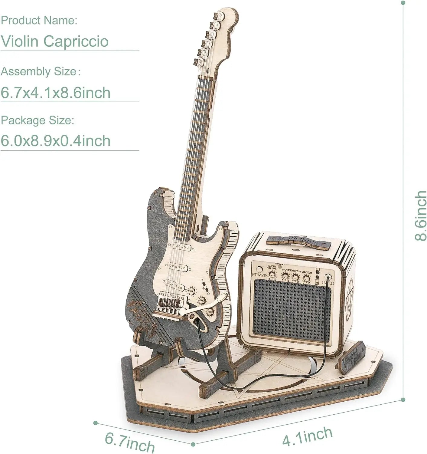 Robotime ROKR Electric Guitar 3D Wooden Puzzle for Kids Adults Assembly Creative Toys Building Block Set for Christmas Gifts