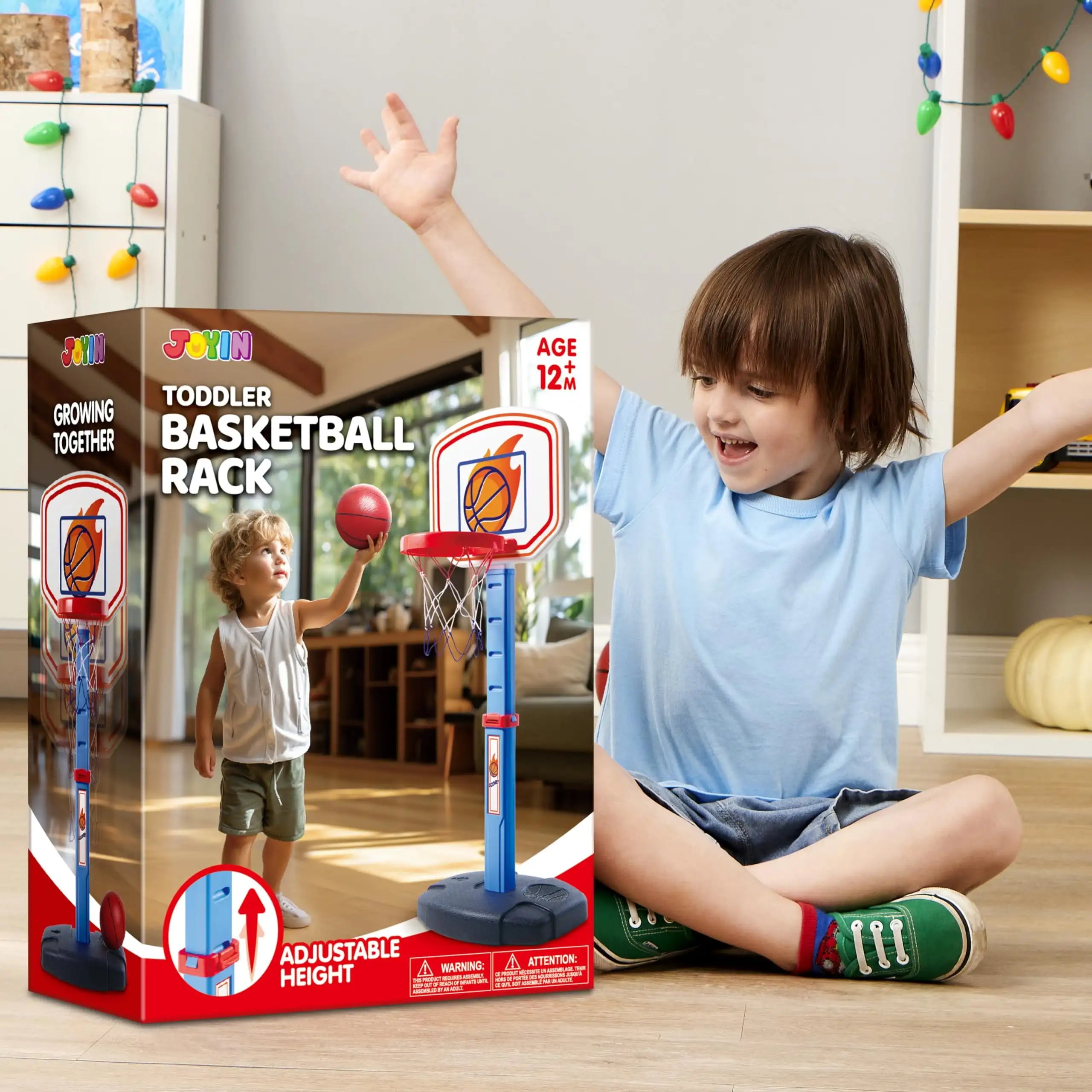 JOYFT Toddler Basketball Hoop Indoor Basketball Game Set Adjustable Kids Basketball Goal With 4 Balls