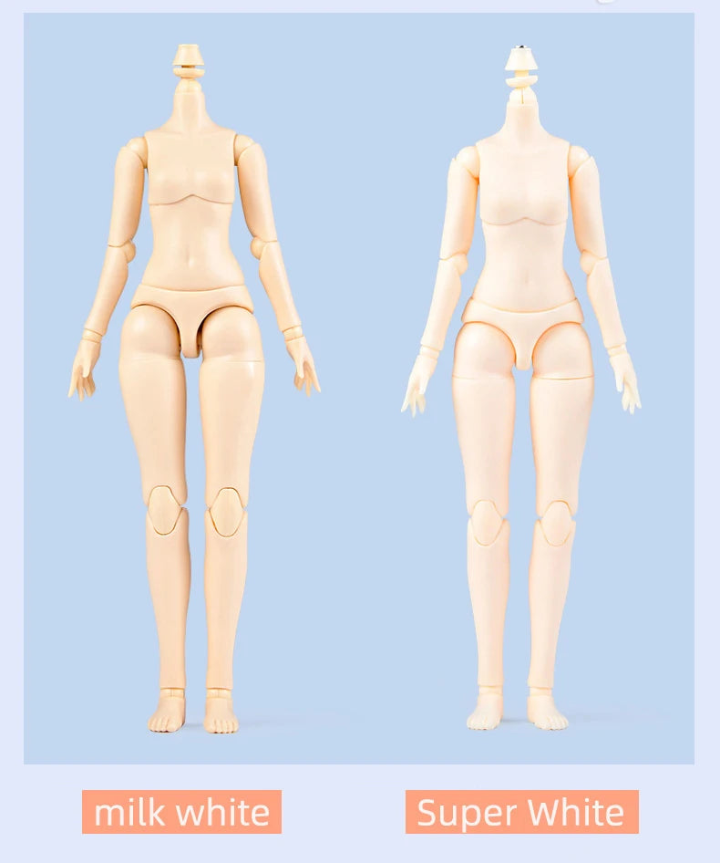20cm 21cm YMY Body Super White Milk White Girl Body for Ob22, Ob24, Blyth, ICY, DBS, 1/6bjd Doll Head Movable Joint Doll Body
