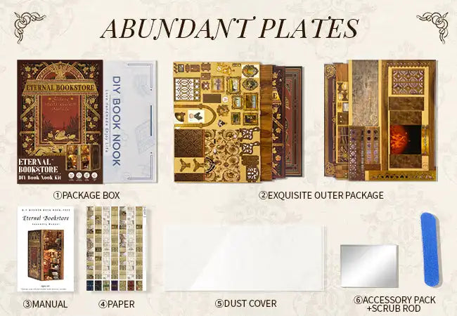 CUTEBEE Wooden Dollhouse Kit Miniature Doll House Kits Booknook Bookshelf Book Nook with Dust Cover Bookends Christmas Gift