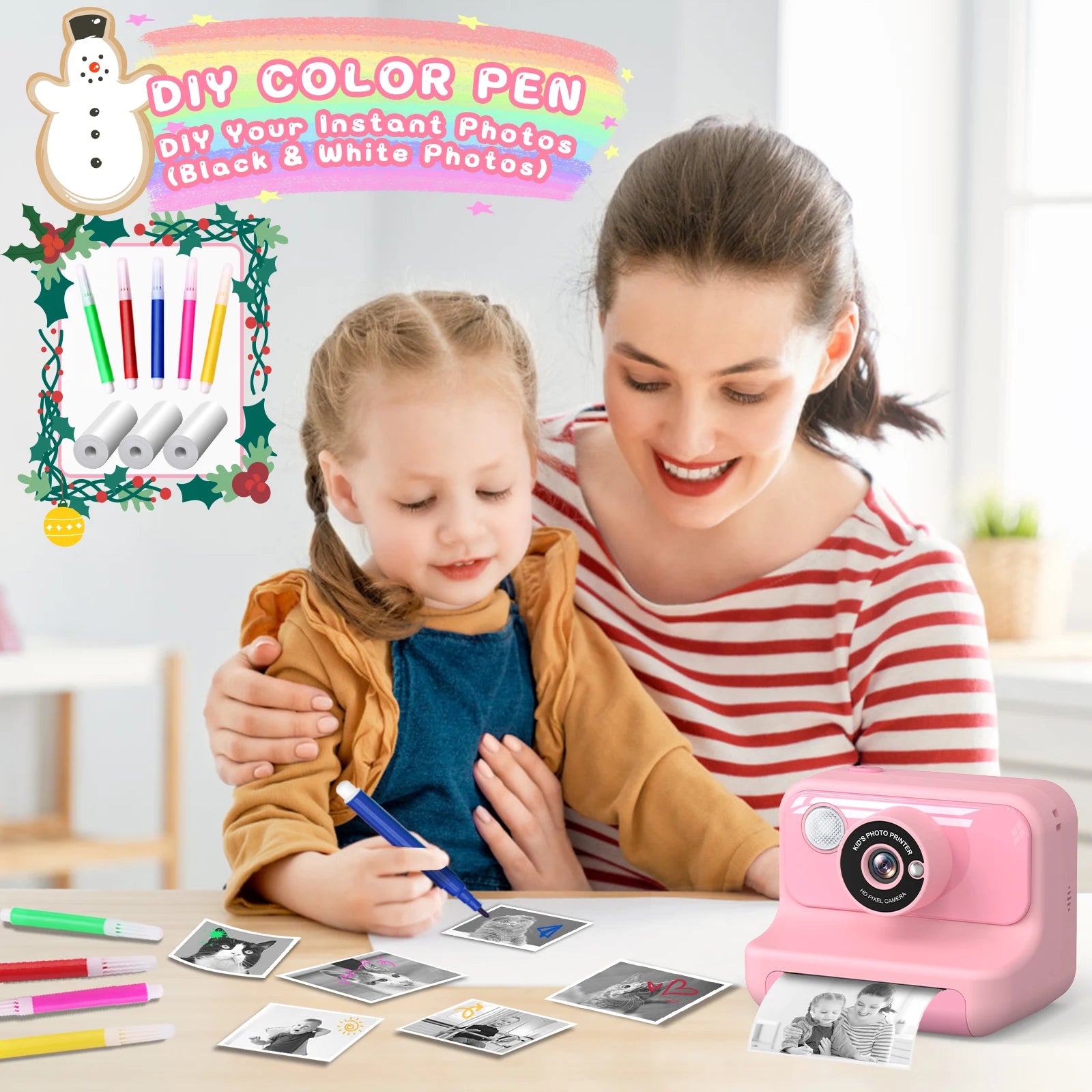 Kids Camera Instant Print 1080P HD Thermal Printing Camera 2.4 Inch Mini Digital Camera Toy For Toddle