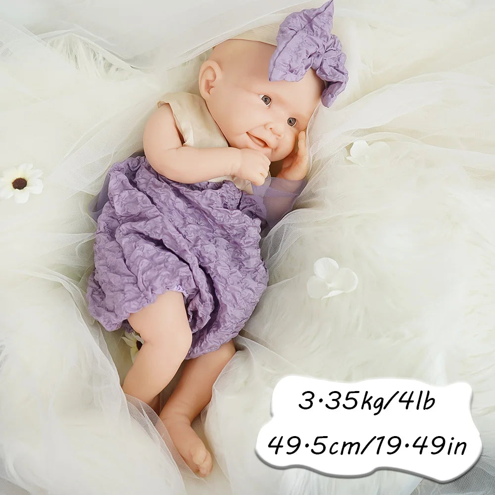 19.5-inch silicone reborn doll 3.35kg ultra realistic touch sweet smile slightly parted lips dynamic styling girl