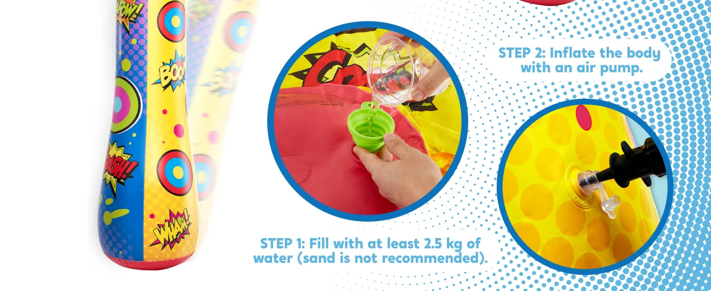 JOYFY Punching Bag for Kids 47 Inches Kids Double-Sided Inflatable Punching Bag with Bounce-Back Action