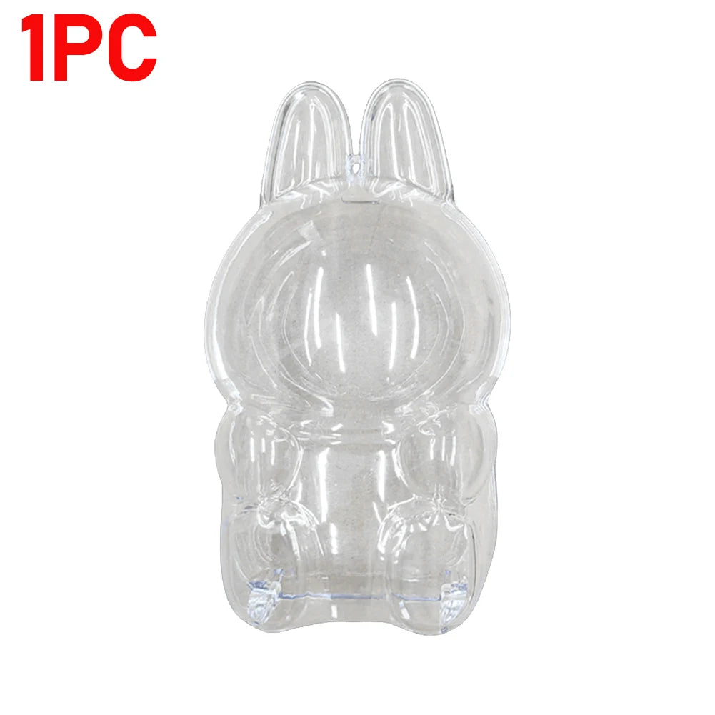 Labubu Protect Case Portable Transparent Protective Case Acrylic Organizer Box For Labubu V1 V2 Doll Bag with Keychain