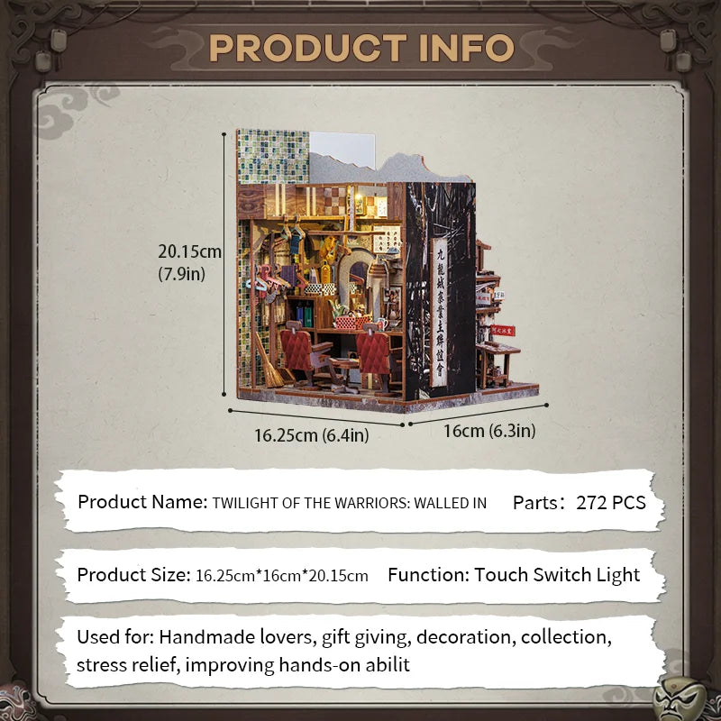 CUTEBEE Book Nook DIY Dollhouse Miniature Kit Wooden Bookshelf Insert Walled In Booknook Decor for Gifts 3D Puzzle