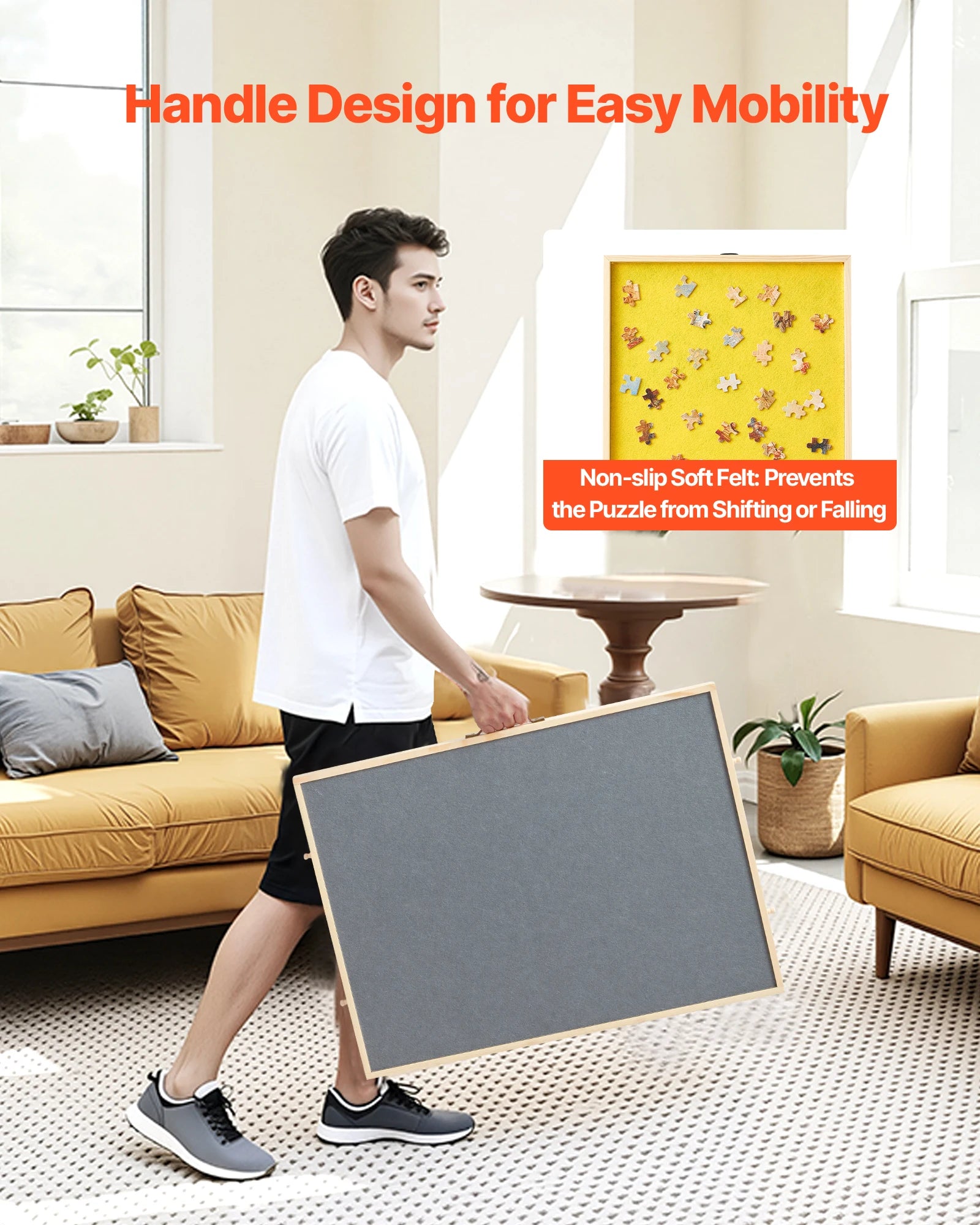 SucceBuy 1000 Piece Puzzle Board with 4 Colorful Felt Drawers  Wooden Table Adjustable 2-Tilting-Angle Jigsaw Puzzle Accessories