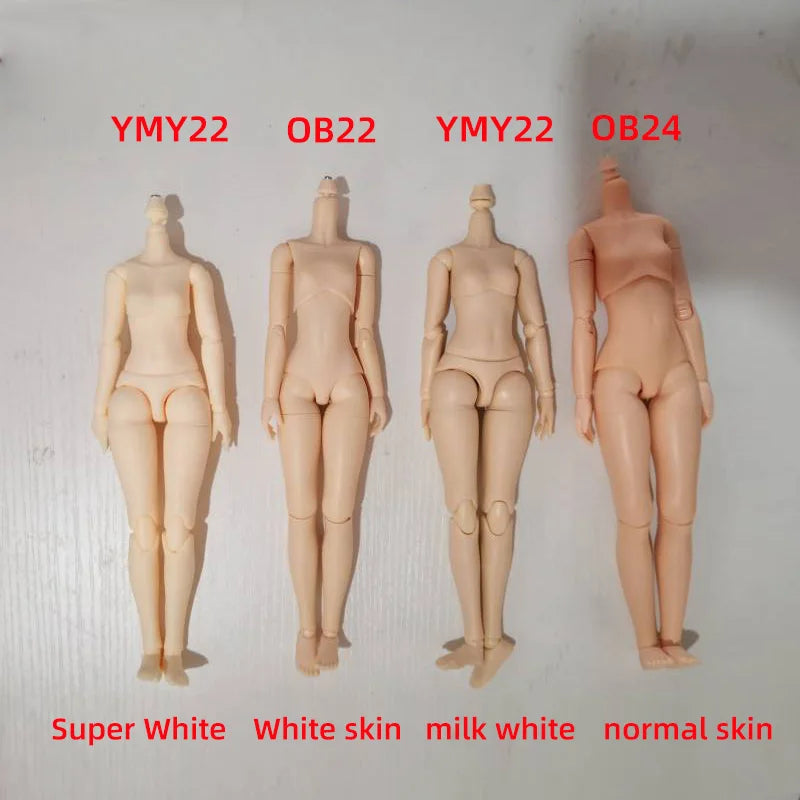 20cm 21cm YMY Body Super White Milk White Girl Body for Ob22, Ob24, Blyth, ICY, DBS, 1/6bjd Doll Head Movable Joint Doll Body