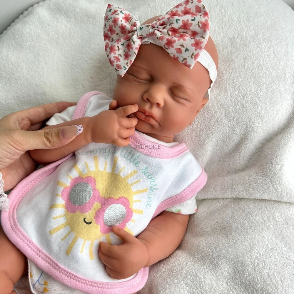 20Inch Handamde Full Body Soft Silicone Reborn Baby Girl Loulou Lifelike Details Doll Gift for Dementia Patients Kids Toy