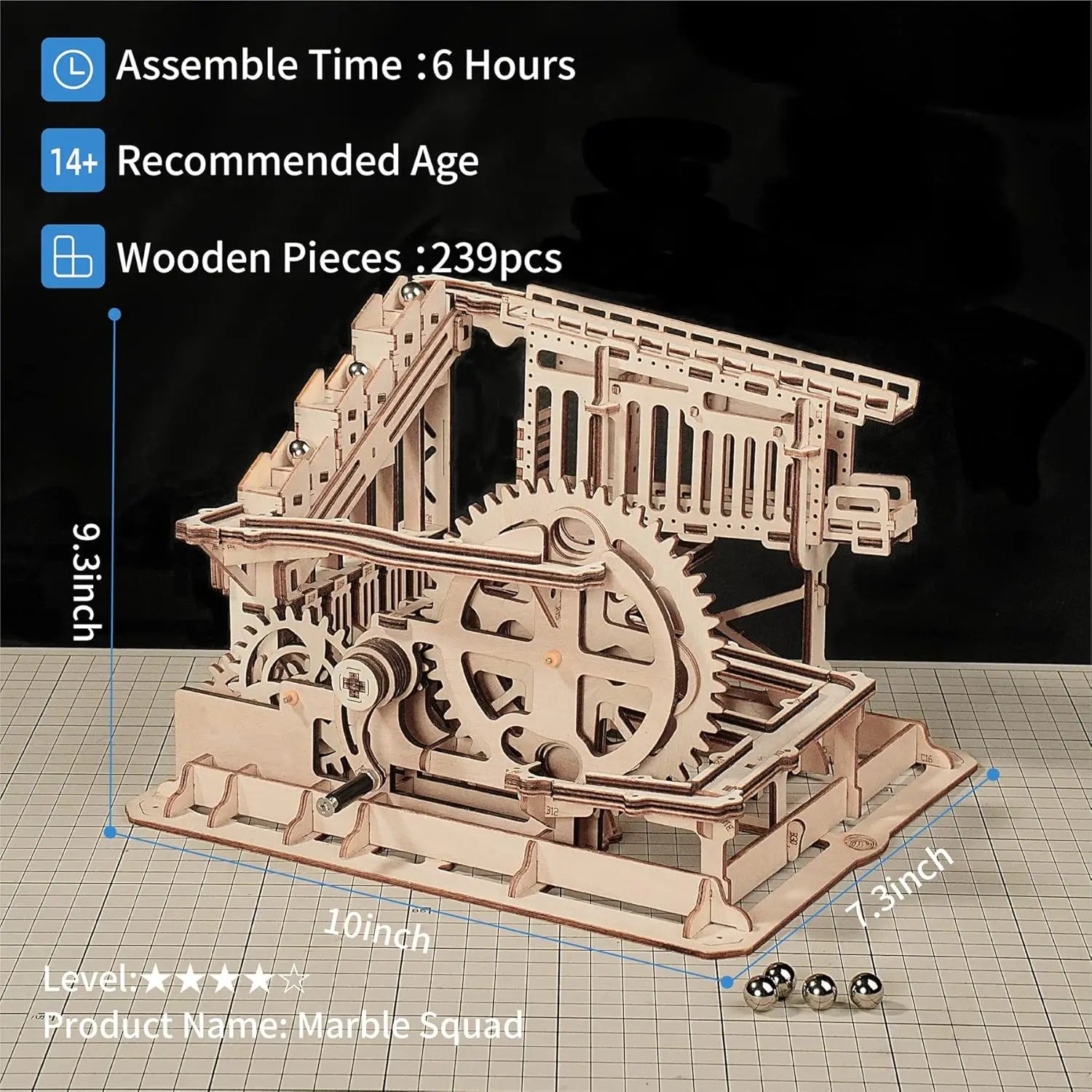 Robotime Rokr Marble Coaster 3D Puzzle Games Wooden Model Kits with Balls Wooden Construction Craft Toys for Kids and Adults