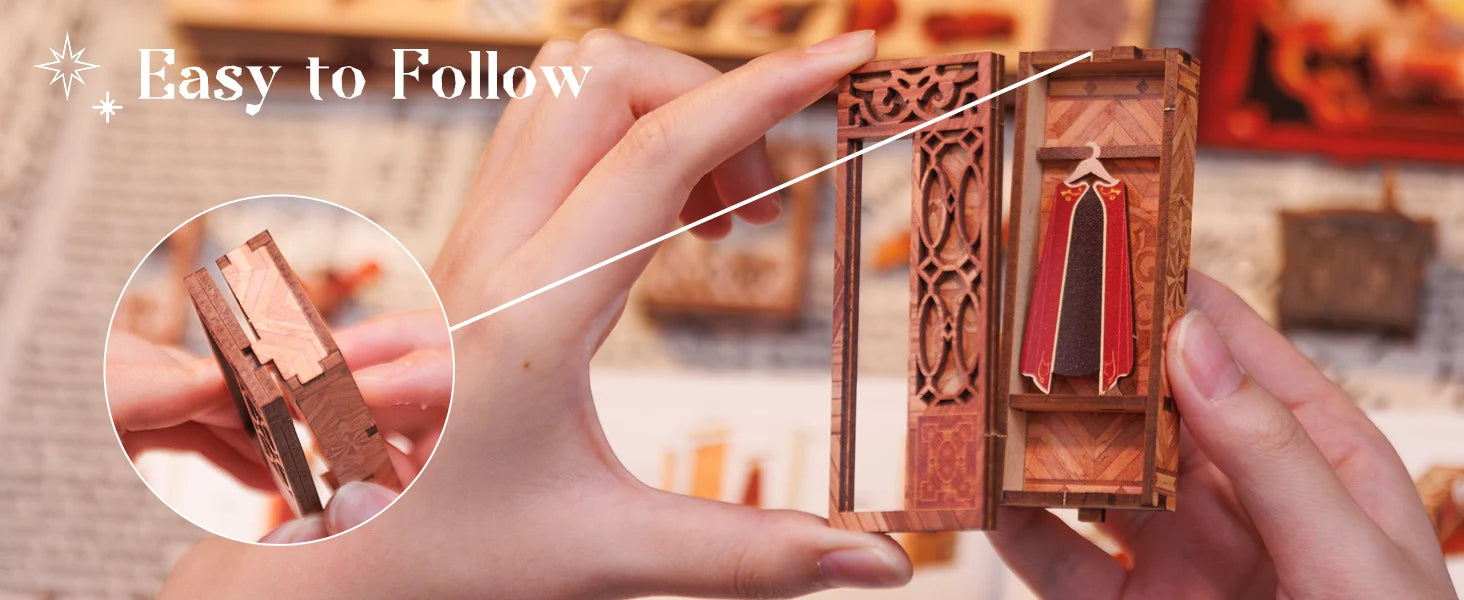 CUTEBEE Wooden Dollhouse Kit Miniature Doll House Kits Booknook Bookshelf Book Nook with Dust Cover Bookends Christmas Gift