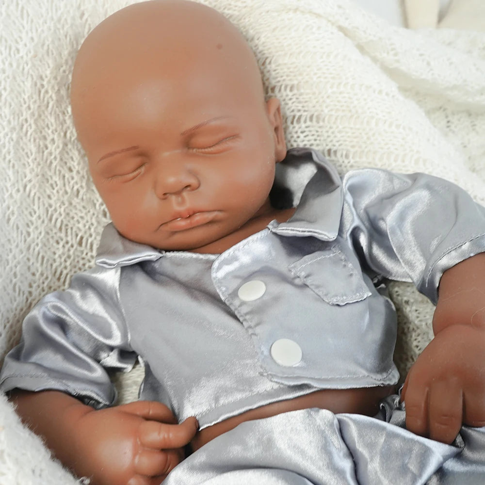 Full Body Silicone Reborn Baby Boy Loulou 18.9Inch 1:1 Lifelike Silicone Bebe Washable Newborn Dolls for Kids Teaching
