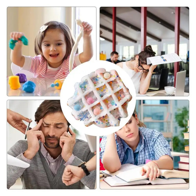 Waffle Fidget Toy Slow Rising Waffle Cookie Fidget Toys Biscuit Shape Squeezable Soft TPR Colorful Toy for Teenagers Children Bo