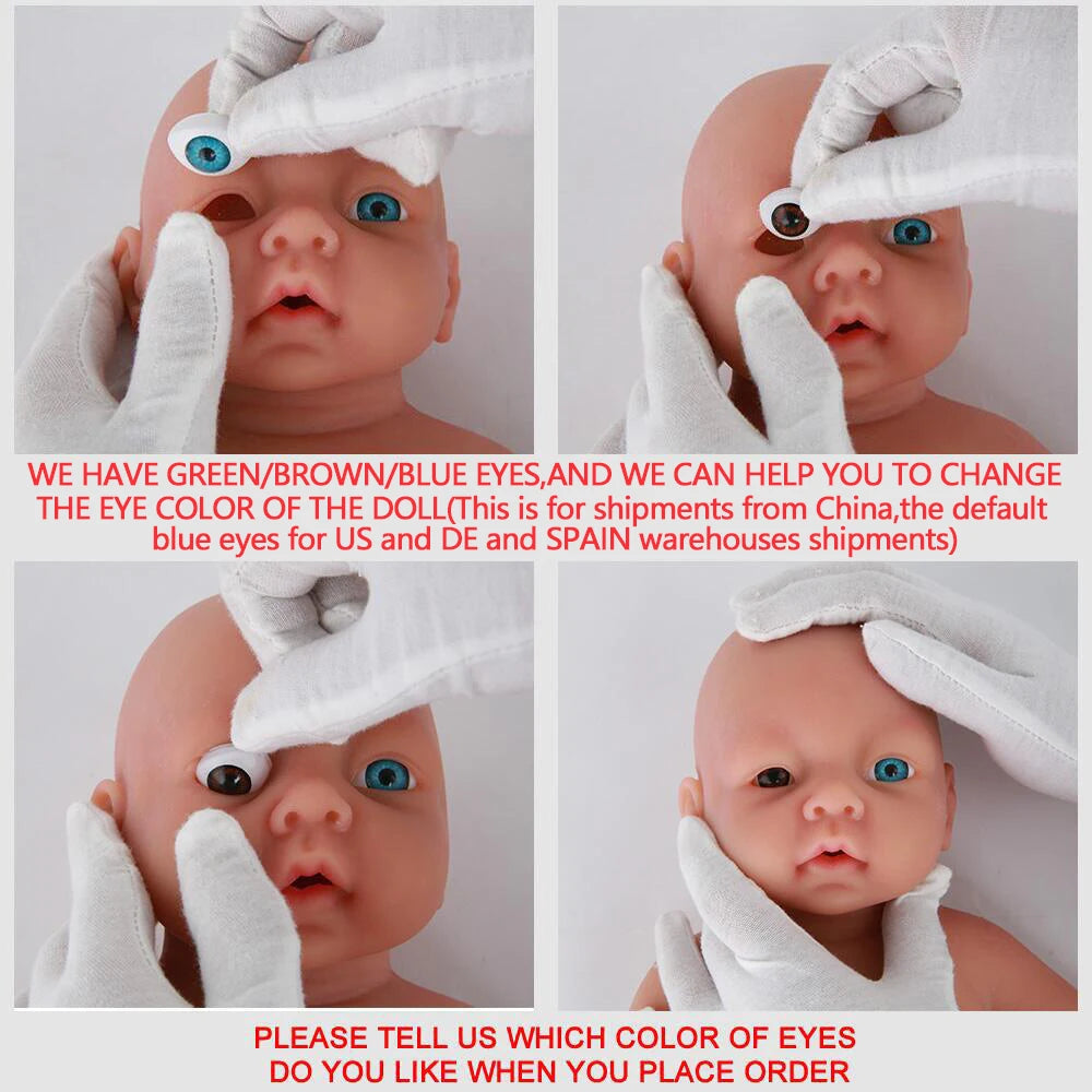 IVITA Silicone Reborn Baby Doll 3 Colors Eyes Choices Lifelike Newborn Baby Unpainted Unfinished Soft Dolls DIY Blank Toys Kit