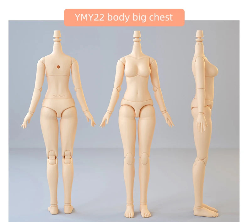 20cm 21cm YMY Body Super White Milk White Girl Body for Ob22, Ob24, Blyth, ICY, DBS, 1/6bjd Doll Head Movable Joint Doll Body