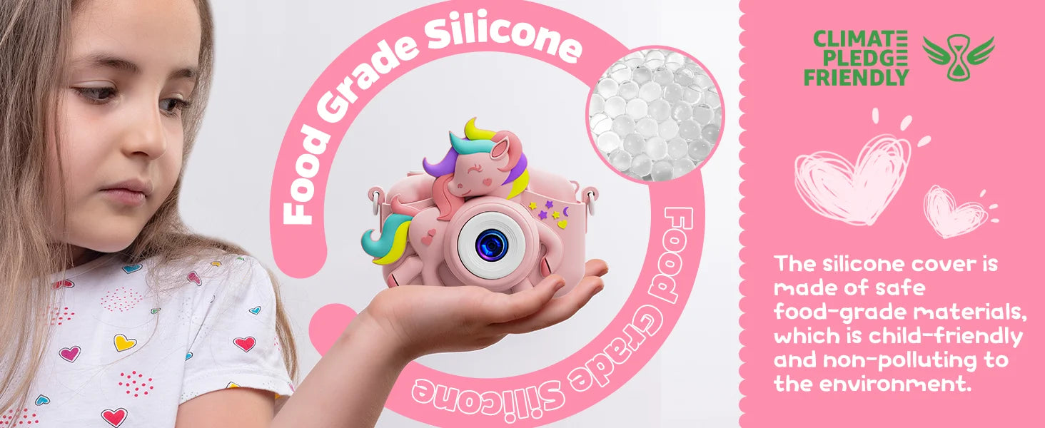 2.0" Kid's Camera 20MP 1080P HD Toddle Selfie Camera Cute Cartoon Digital Cmaera Toy With 32GB Card Gift For Girls & Boys