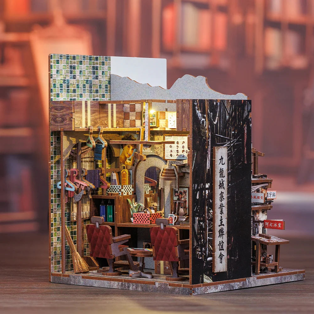 CUTEBEE Book Nook DIY Dollhouse Miniature Kit Wooden Bookshelf Insert Walled In Booknook Decor for Gifts 3D Puzzle