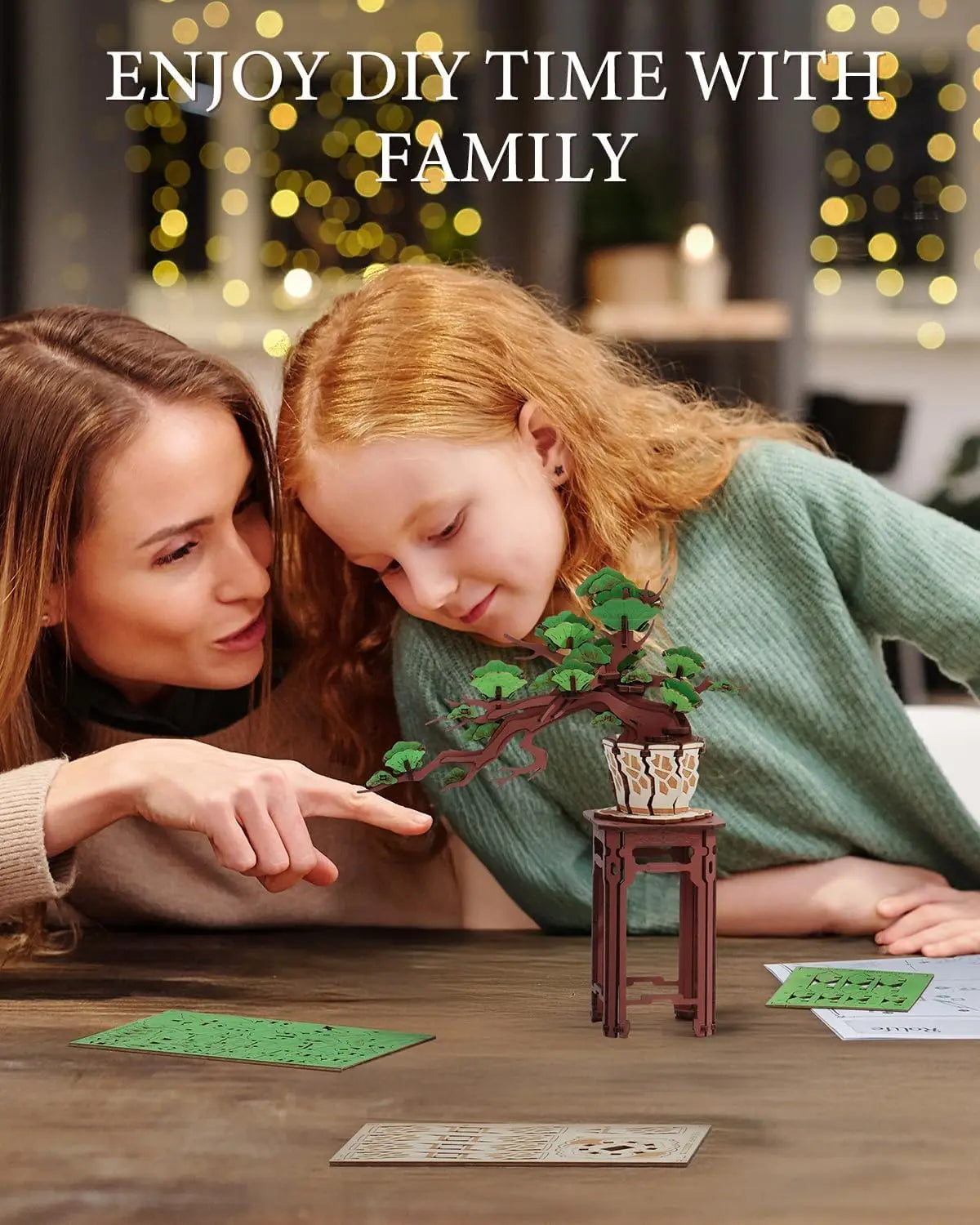 Robotime Rolife 3D Wooden Sakura Bonsai Puzzle Easy Assembly Evergreen Pine Bonsai Kit Christmas Gift for Family Home Decoration