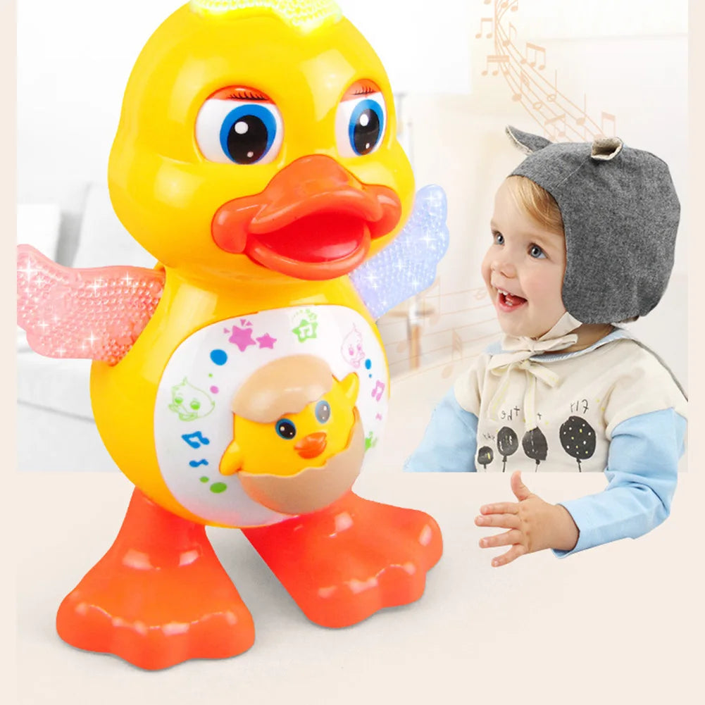 Electric Dancing Duck with Music & Lights Baby Musical Duck Toy Interactive Baby Duck Toy for 1 + Year Old Toddler Boys Girls