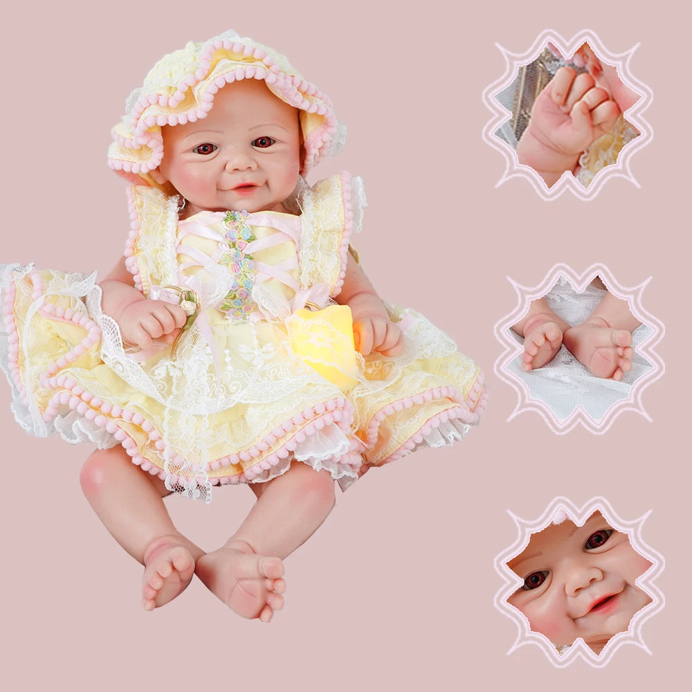 Weighted Baby Girl 16.93" Lifelike Full Body Silicone Reborn Dolls Soft Handmade Newborn Dolls for Collector Gift