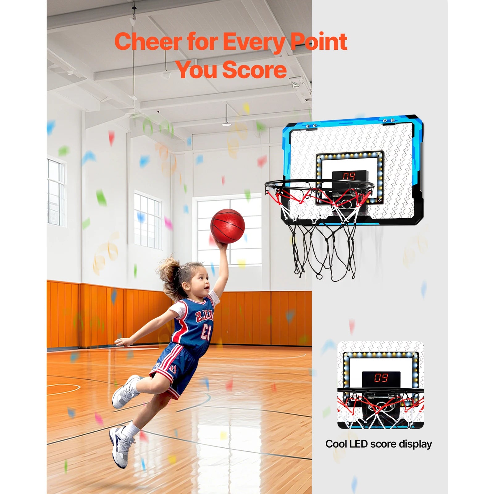 SucceBuy Kids Sports Toys Basketball Balls Wall Type Foldable Basketball Hoop Throw Outdoor Indoor Games for Boys Girls 3+ Gift