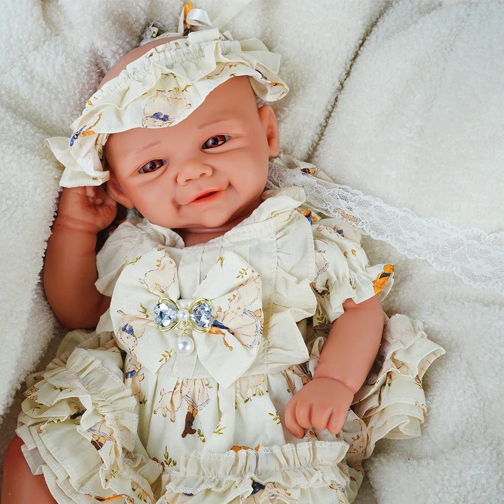 Weighted Baby Girl 18.9" Waterproof Lifelike Full Body Silicone Reborn Dolls Soft Handmade Newborn Dolls for Collector Gift